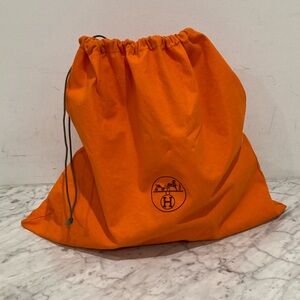 Hermes Classic Orange Large Drawstring Storage Dust Bag Horse Carriage Authentic